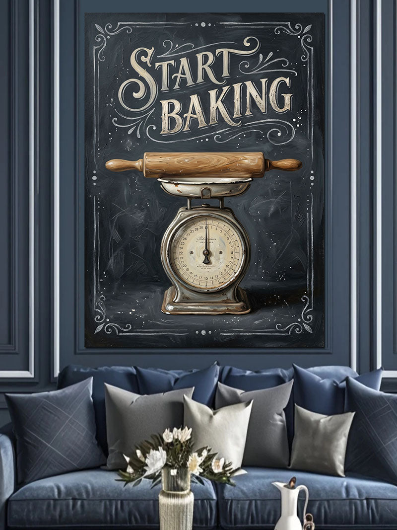 Start Baking Mutfak Terazi Posteri Kanvas Tablo