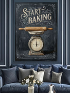 Start Baking Mutfak Terazi Posteri Kanvas Tablo