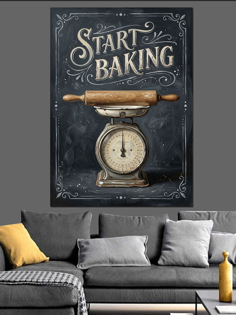 Start Baking Mutfak Terazi Posteri Kanvas Tablo
