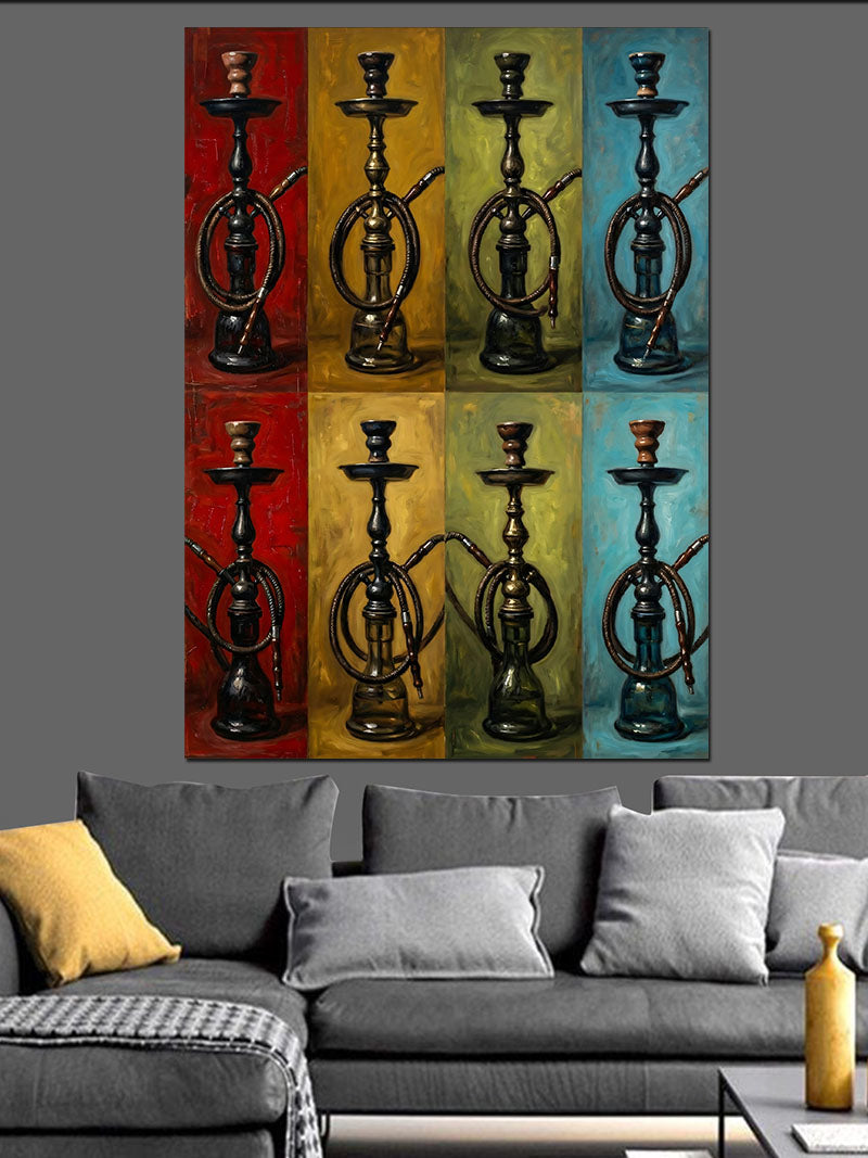 Renkli Pop Art Nargile Takımları Kanvas Tablo