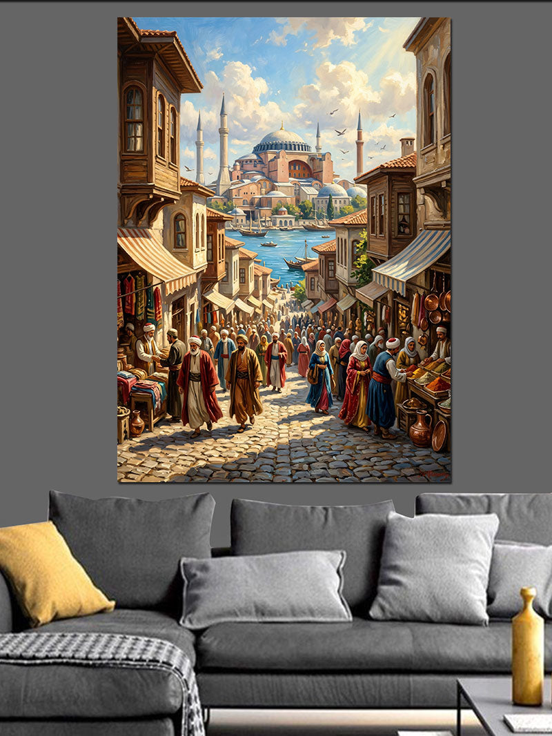 İstanbul Ayasofya ve Tarihi Çarşı Kanvas Tablo