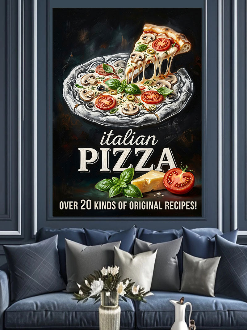 Italian Pizza Dilimli Peynirli Poster Kanvas Tablo