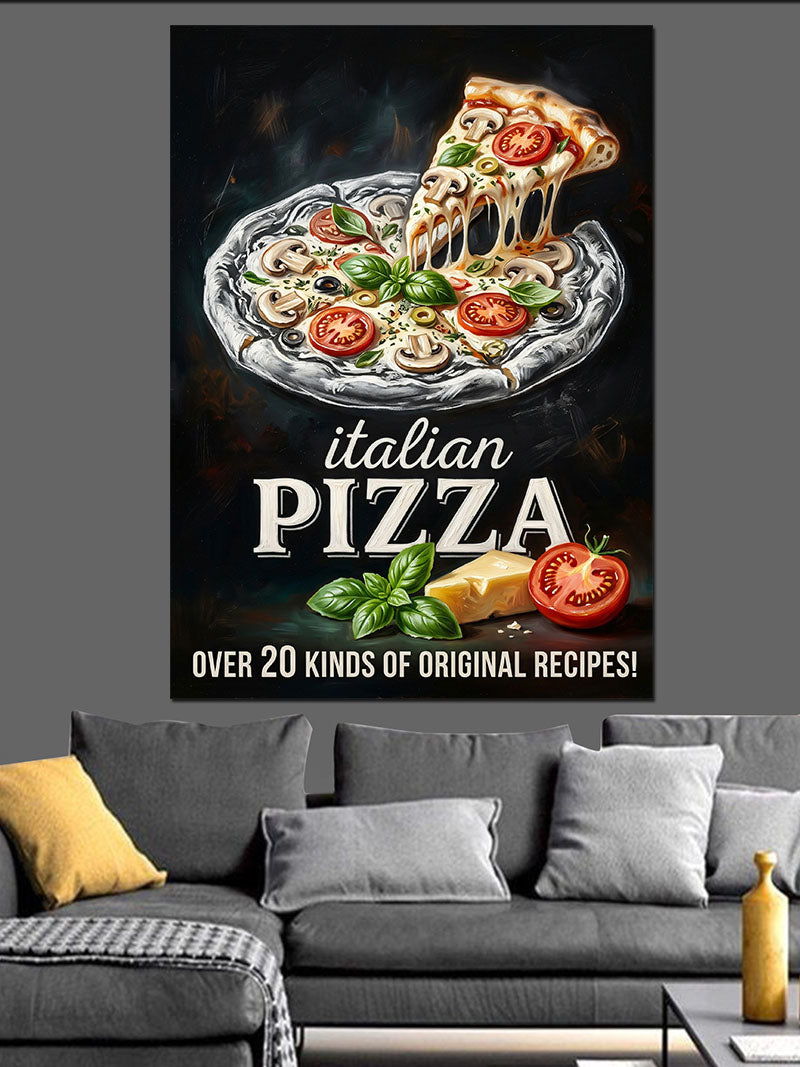 Italian Pizza Dilimli Peynirli Poster Kanvas Tablo