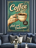 Coffee Sıcak ve Lezzetli Retro Kanvas Tablo