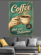 Coffee Sıcak ve Lezzetli Retro Kanvas Tablo