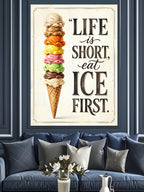 Life is Short Ice Cream Poster Kanvas Tablo