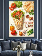 Döner Kebab ve Malzemeleri Poster Kanvas Tablo