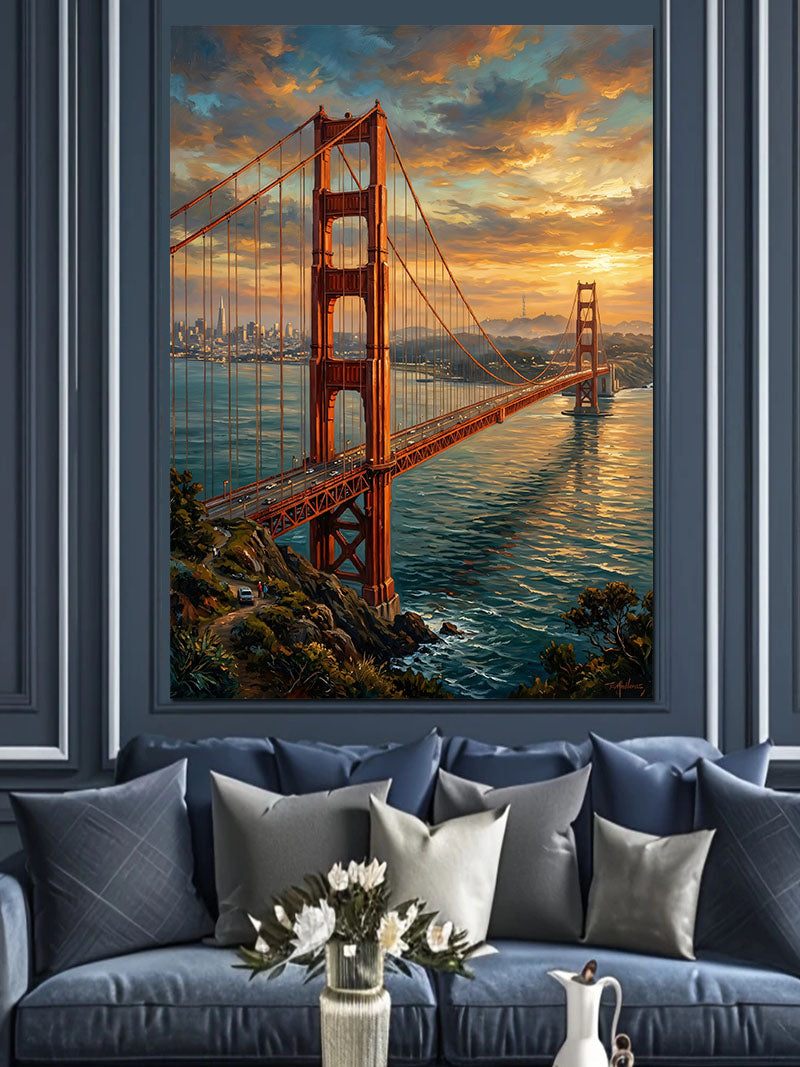 Gün Batımında Golden Gate Köprüsü Kanvas Tablo