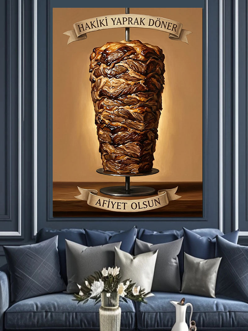 Hakiki Yaprak Döner Kebap Posteri Kanvas Tablo