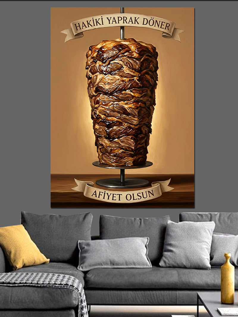 Hakiki Yaprak Döner Kebap Posteri Kanvas Tablo
