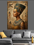 Hiyeroglifli Mısır Kraliçesi Nefertiti Portresi Kanvas Tablo