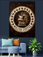 Milled Coffee Çekirdekli Değirmen Logosu Kanvas Tablo