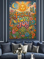 Peace Love Joy Psychedelic Güneş Tablosu Kanvas Tablo