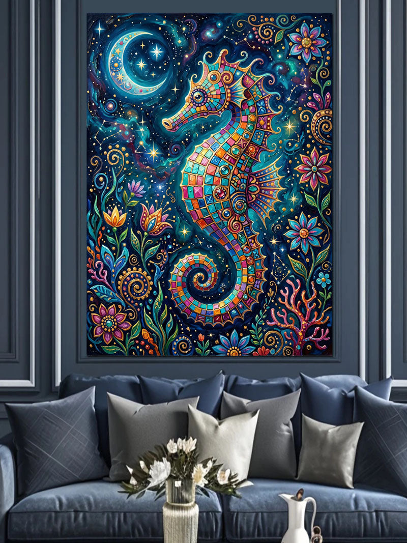 Renkli Mandala Denizatı Gece Tablosu Kanvas Tablo