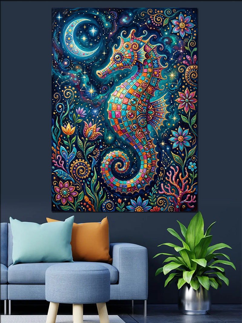 Renkli Mandala Denizatı Gece Tablosu Kanvas Tablo