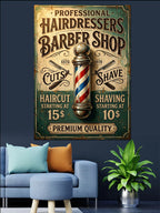 Barber Shop Berber Direkli Vintage Poster Kanvas Tablo
