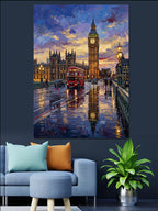 Yağmurlu Londra Big Ben Manzarası Kanvas Tablo