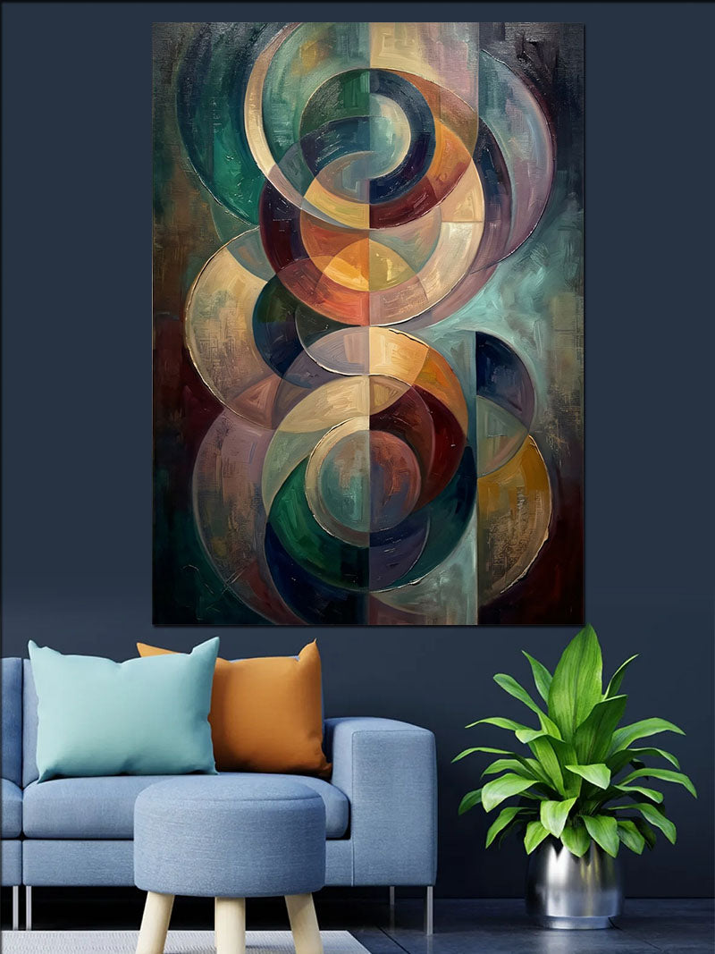 Renkli Geometrik Daireler Soyut Tablo Kanvas Tablo