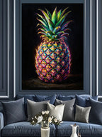 Neon Renkli Ananas Meyvesi Tablosu Kanvas Tablo