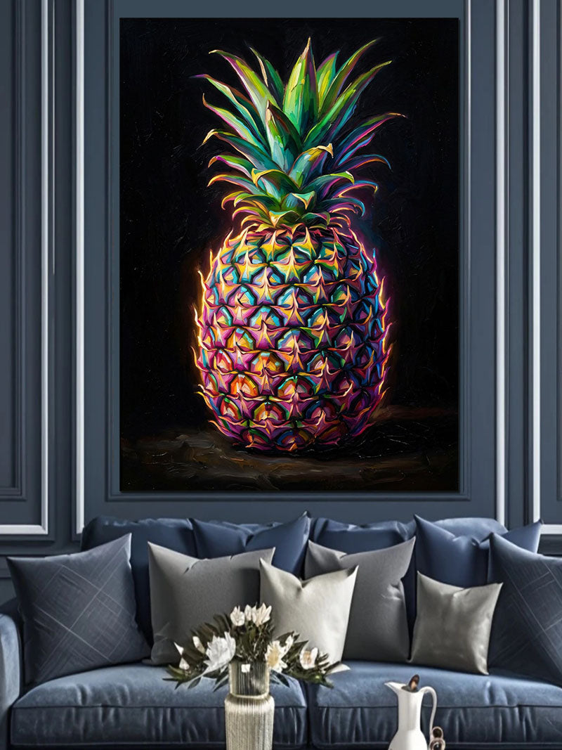 Neon Renkli Ananas Meyvesi Tablosu Kanvas Tablo