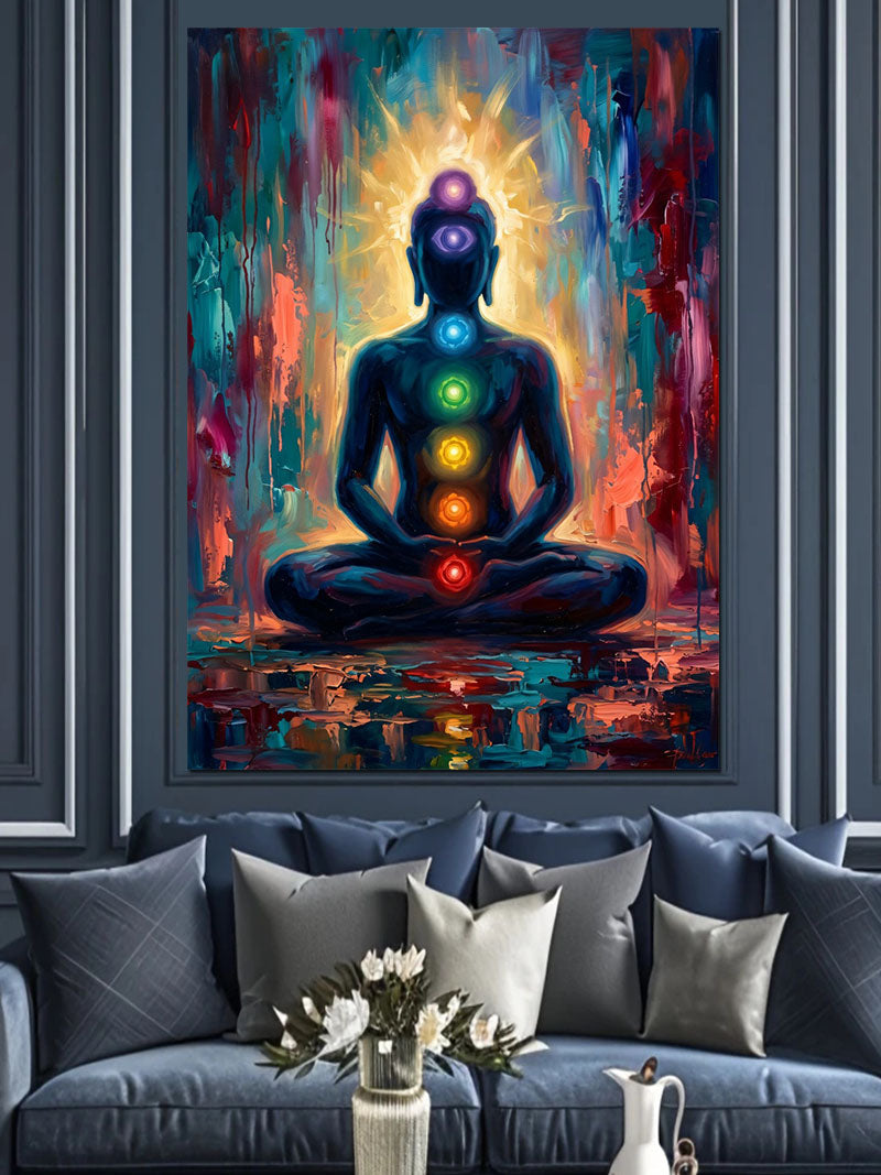 Çakralı Meditasyon Yapan Adam Tablosu Kanvas Tablo