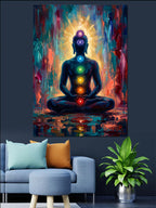 Çakralı Meditasyon Yapan Adam Tablosu Kanvas Tablo