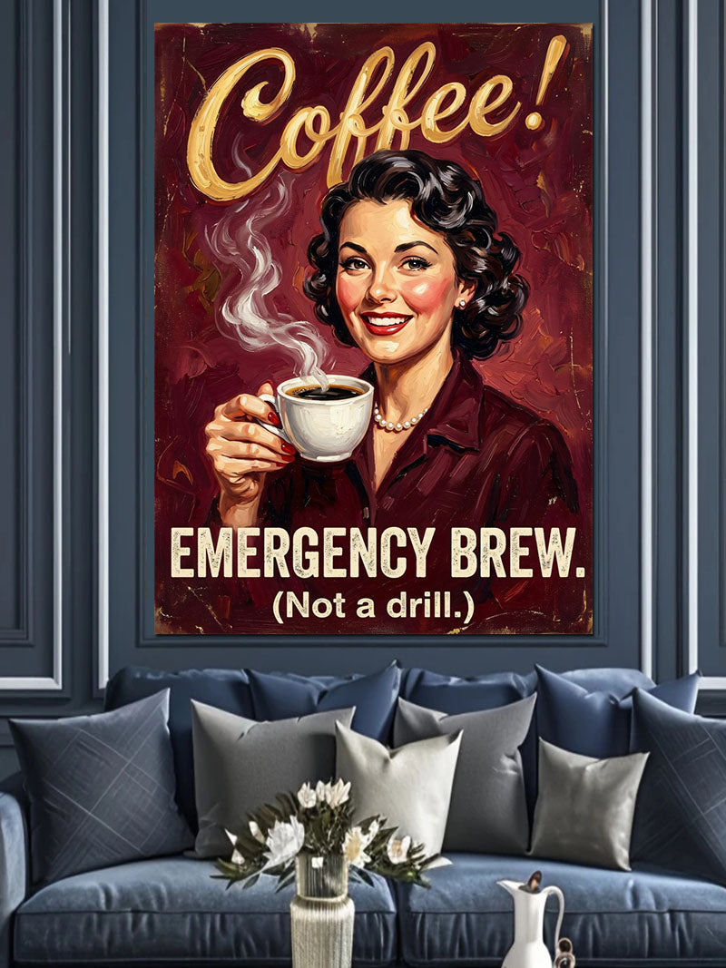Emergency Brew Kahve İçen Pin Up Kanvas Tablo