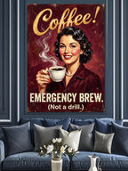 Emergency Brew Kahve İçen Pin Up Kanvas Tablo