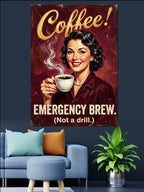 Emergency Brew Kahve İçen Pin Up Kanvas Tablo
