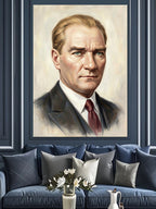 Takım Elbiseli Mustafa Kemal Atatürk Portresi Kanvas Tablo