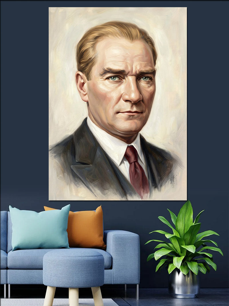 Takım Elbiseli Mustafa Kemal Atatürk Portresi Kanvas Tablo