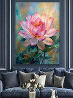 Pembe Lotus Çiçeği Pastel Tablosu Kanvas Tablo