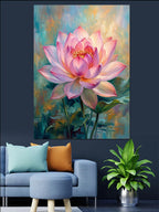 Pembe Lotus Çiçeği Pastel Tablosu Kanvas Tablo