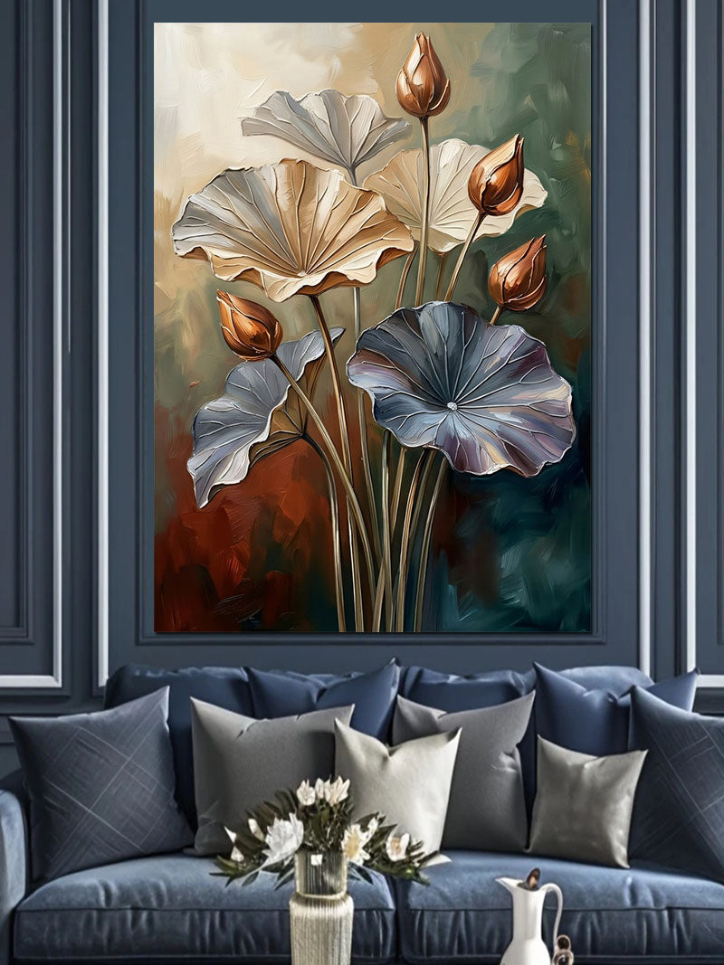 Kurumuş Lotus Çiçeği Ve Yaprakları Tablosu Kanvas Tablo