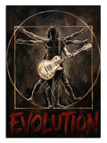 Gitarlı Vitruvius adamı Evolution yazılı rock poster tablosu.