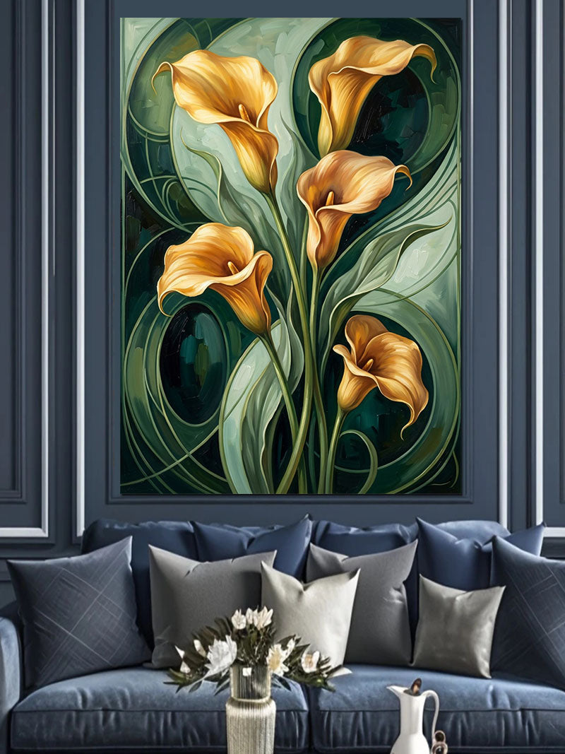 Sarı Gala Çiçeği Art Nouveau Tablo Kanvas Tablo