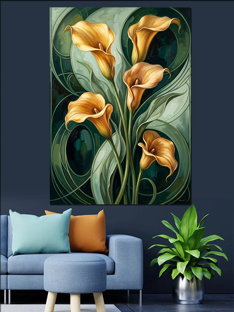 Sarı Gala Çiçeği Art Nouveau Tablo Kanvas Tablo
