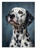 Mavi gözlü siyah benekli Dalmaçyalı köpek portresi tablo.