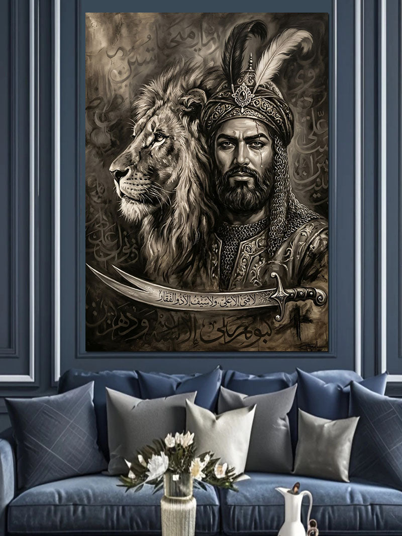 Aslan Ve Komutan Yan Yana Kanvas Tablo