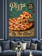 Peynirli Pizza Dilimi Çekmeli Poster Kanvas Tablo