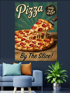 Peynirli Pizza Dilimi Çekmeli Poster Kanvas Tablo