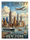 New York City The Greatest City yazılı vintage seyahat posteri tablo.