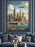 New York City Gökyüzü Vintage Poster Kanvas Tablo