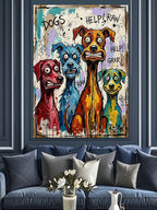 Renkli Havlayan Köpekler Karikatür Pop-Art Kanvas Tablo