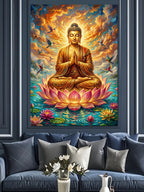 Lotus Üstünde Meditasyon Yapan Buda Kanvas Tablo