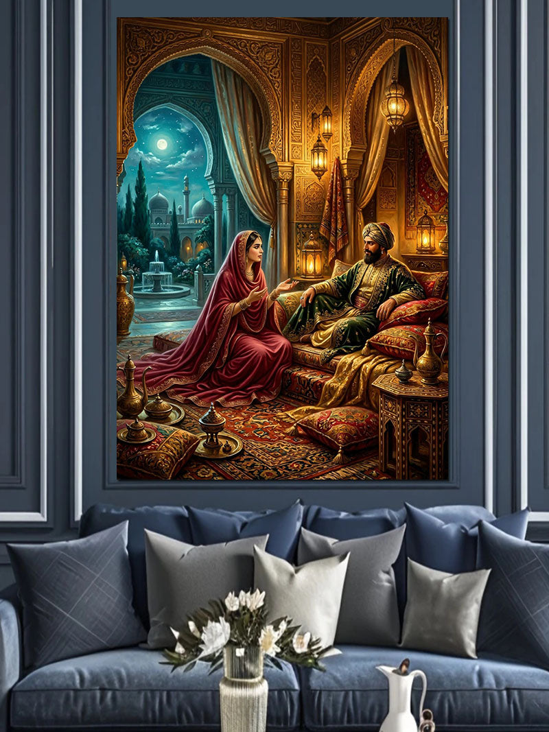 Osmanlı Sarayında Harem Sohbet Sahnesi Kanvas Tablo