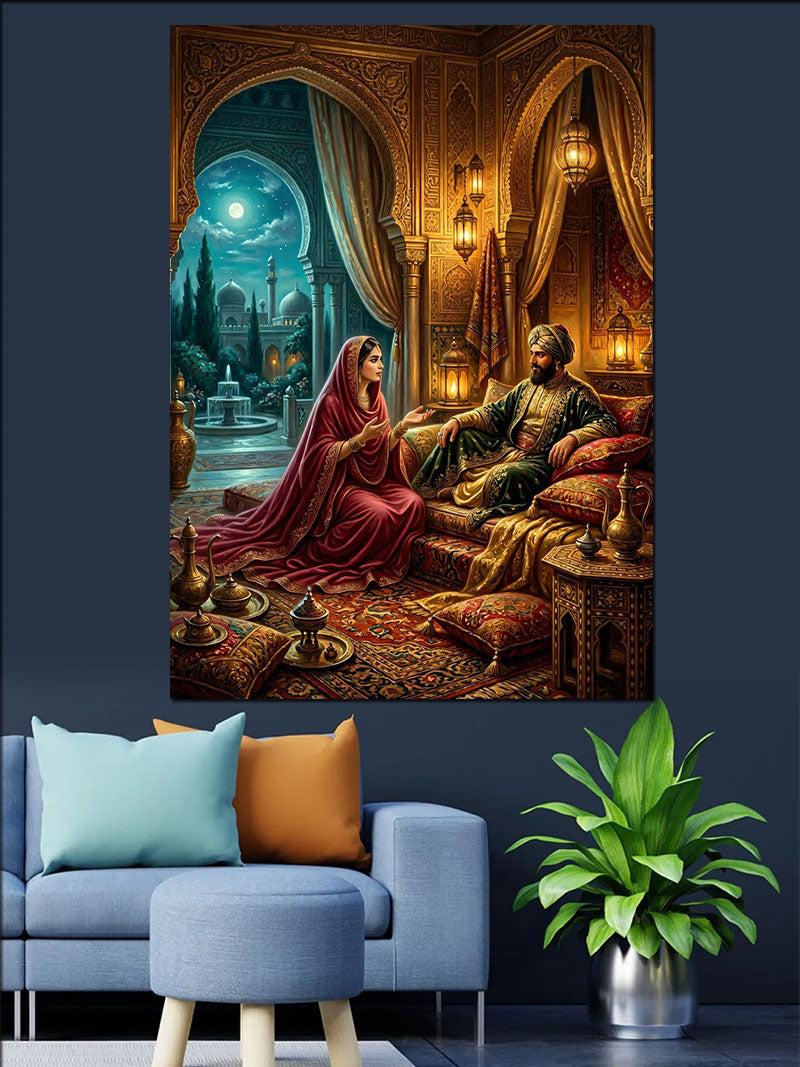 Osmanlı Sarayında Harem Sohbet Sahnesi Kanvas Tablo