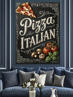 Pizza Italian Vintage Afiş Tablosu Kanvas Tablo