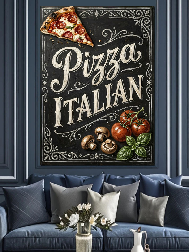 Pizza Italian Vintage Afiş Tablosu Kanvas Tablo