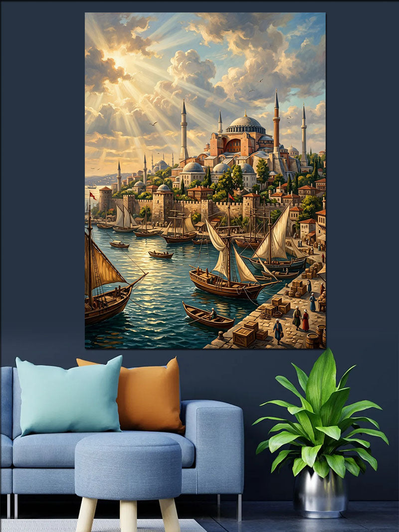 Boğaz ve Süleymaniye Gün Doğumu Kanvas Tablo
